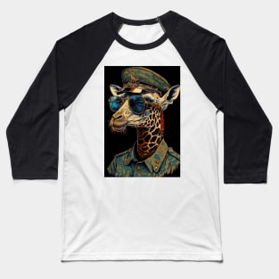 Psychedelic Giraffe with Sunglasses and Headphones Baseball T-Shirt